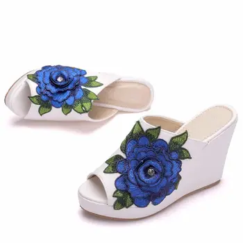 

Flower designer Women Sandals Plus Size Wedges Shoes For Women High Heels Sandals Summer Shoes Femal Platform Sandals