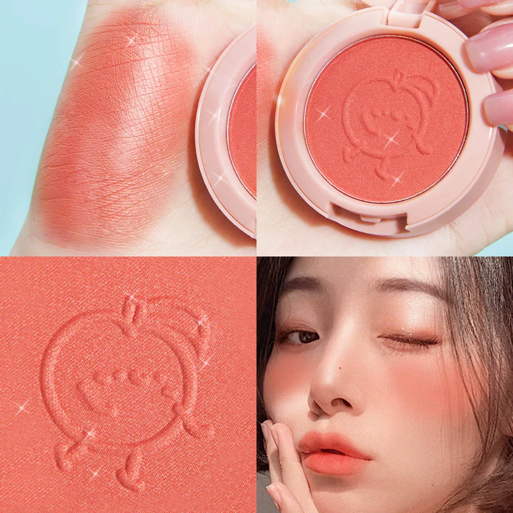 SANIYE 6 colores Blush maquillaje paleta de polvos minerales polvo rojo Rouge duradera crema Natural mejilla tinte naranja ROSA MELOCOTÓN coreano colorete