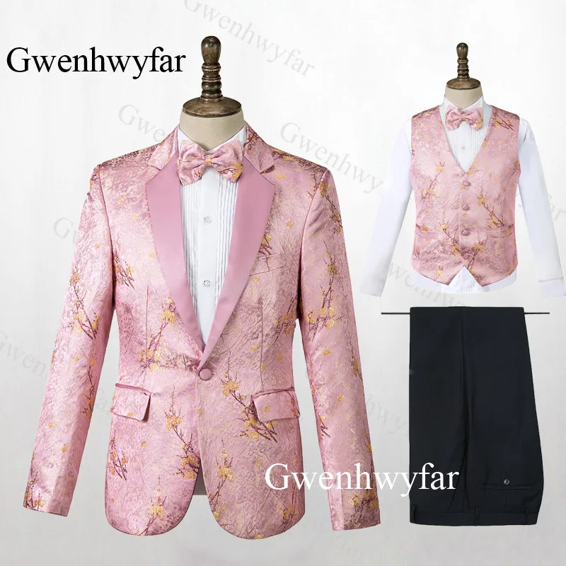 Gwenhwyfar, мужские костюмы с серебряными лацканами,, индивидуальный заказ, Уникальная линия, жаккардовые смокинги для женихов, Мужская лучшая одежда для свадебной вечеринки, 3 предмета - Цвет: color 1