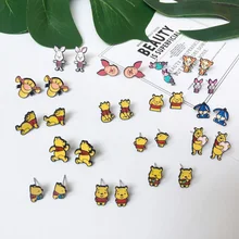 Новая модель, подарок на день рождения, эмалированные ювелирные изделия в виде животных, милый медвежонок Винни Пух, серьги Эдварда пуха, женские серьги для детей