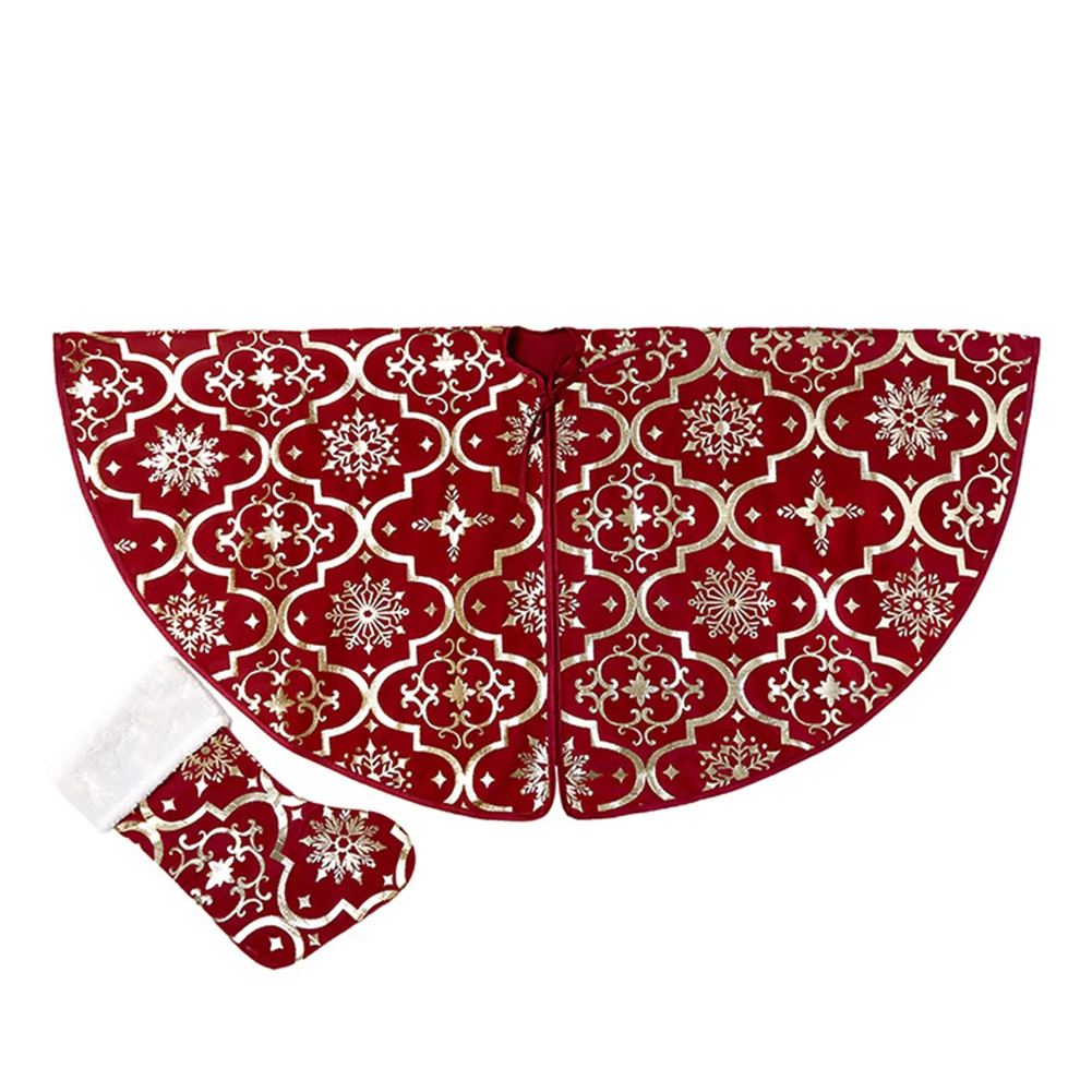 Fuchsia Ornament Decorative Protective Christmas Tree Skirt Sock Set Festival Folding Party Round Dustproof Floor Durable Home - Цвет: Fuchsia