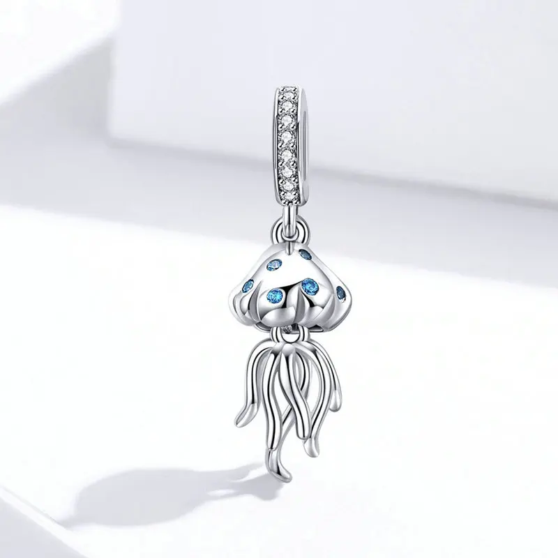 MOWIMO, настоящее 925 пробы, серебряные медузы, подходят для браслетов Pandora, подвески, серебро 925, оригинальная подвеска, ожерелье, ювелирное изделие BKC1297