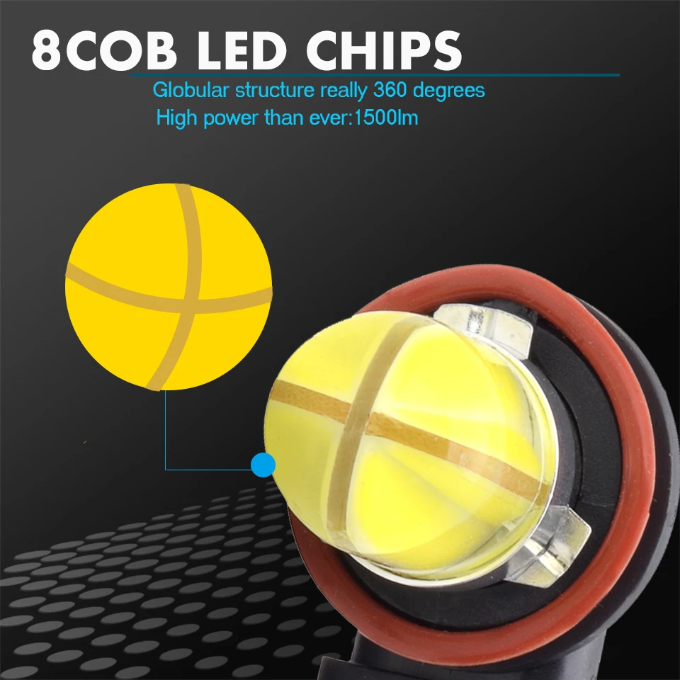 2 шт. Новые 8 COB led H11 9005 hb3 9006 hb4 h8 h9 светодиодные противотуманные фары Дневные Фары Светильник лампочка drl Дневной светильник автомобиля лампа белый 12v