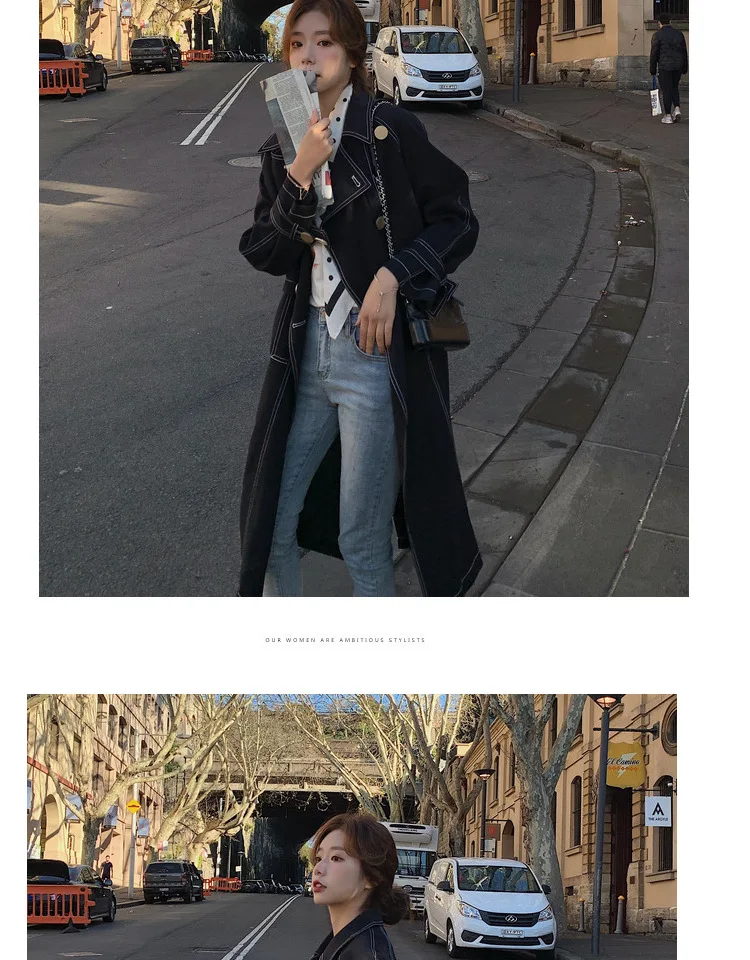 New Style Main Push Mid-length Open Wire Trench Coat