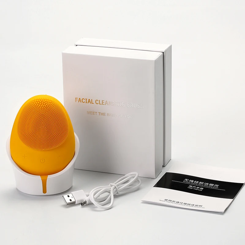 Очищающая щетка для лица электрическая силиконовая Очищающая щетка для лица ультразвуковая щетка для лица очищающая поры Беспроводное зарядное устройство очищающее средство для лица