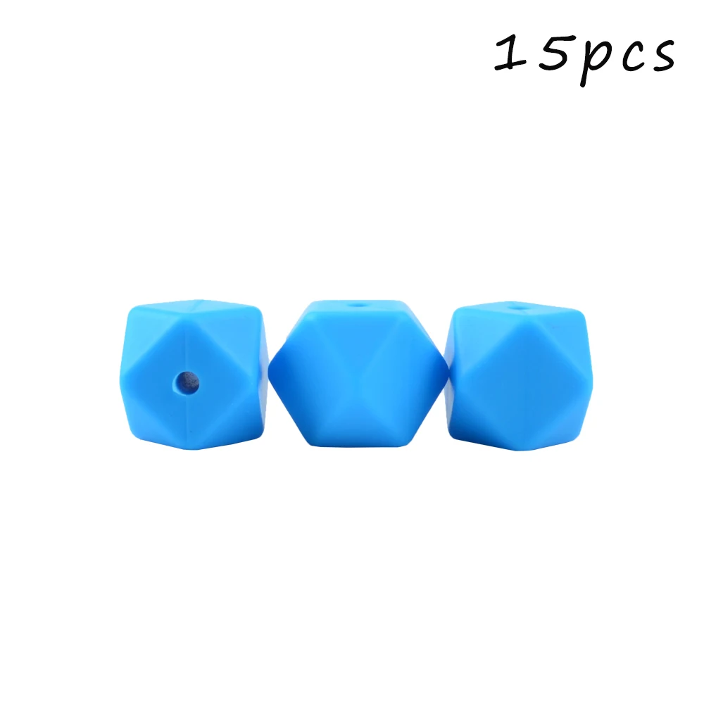 Deep sky blue LOFCA 15 шт. 17 мм шестигранные силиконовые бусины для DIY Прорезывания Зубов Ожерелье кулон Силиконовые Прорезывания Зубов Бусины пищевого класса прорезывание зубов - Цвет: Deep sky blue