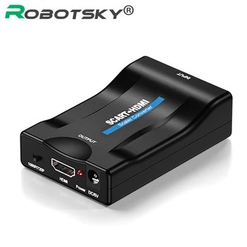 

1080P Scart To HDMI Converter Audio Video Adapter with Charging Adapter Cable For HDTV Sky Box STB For Smartphone HD TV DVD