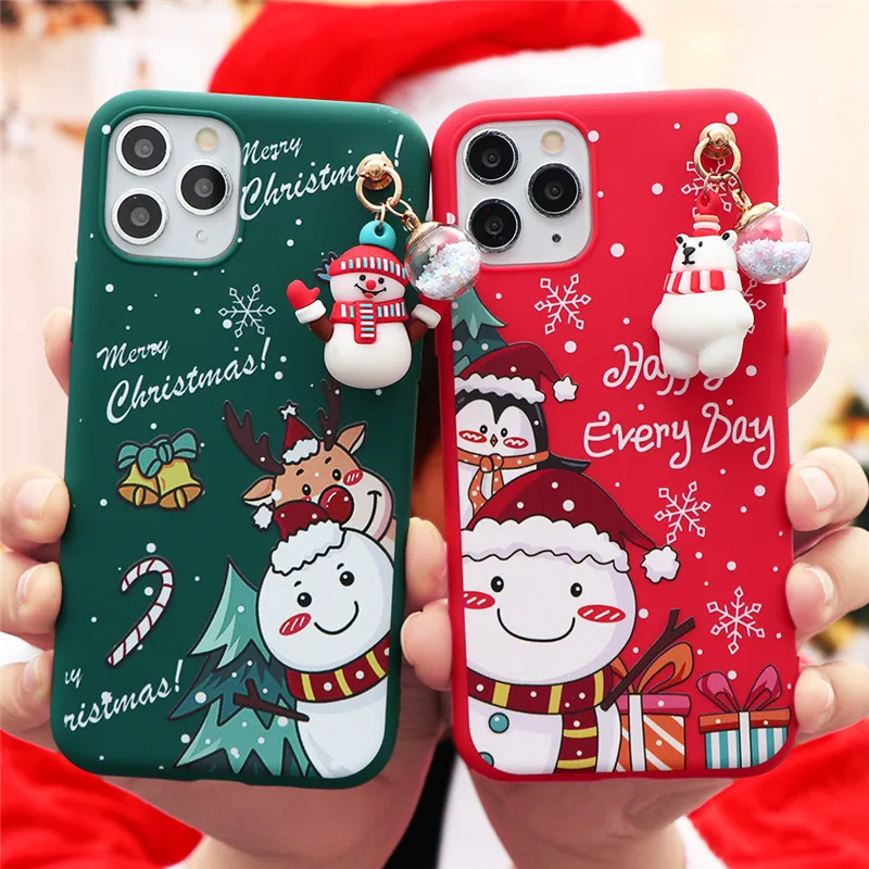 3D Doll Cartoon Christmas Santa Reindeer Tree Gift Case For iPhone 12 Pro