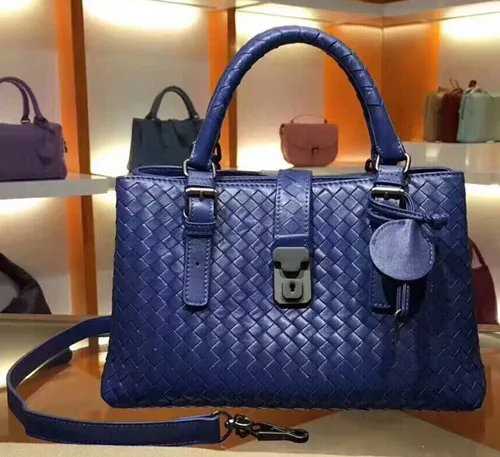 Royal Blue Модная дизайнерская женская сумка из натуральной кожи импортная овечья кожа ручная тканая сумка большая емкость римская сумка высокого качества - Цвет: Royal Blue