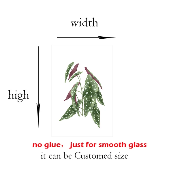 Window Privacy Film Vinyl Glass Sticker Non-Adhesives Window Clings Static Cling Window decor Decal Cactus Plants GS024 2020GS020-8
