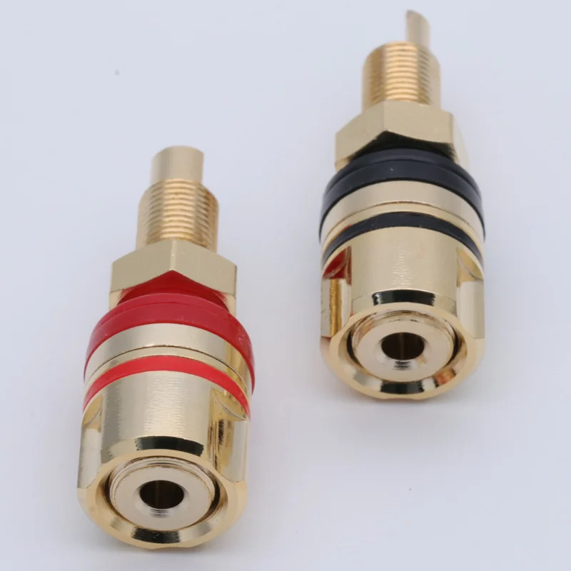 Banana Plug Connector 2PCS Gold-plated Binding Post Banana Socket 4mm Amplifier Speaker Terminals Non-magnetic
