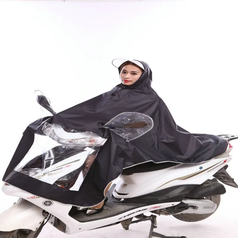 Motorcycle E-Bike Raincoat Adult Single Person Fashion Transparent Hood Extra-large E-Bike Night Light Raincoat