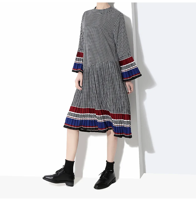AliExpress,, весенняя одежда, стиль, Франция, неосновное женское платье, труба, длинный рукав, платье, плиссированная юбка, 4629