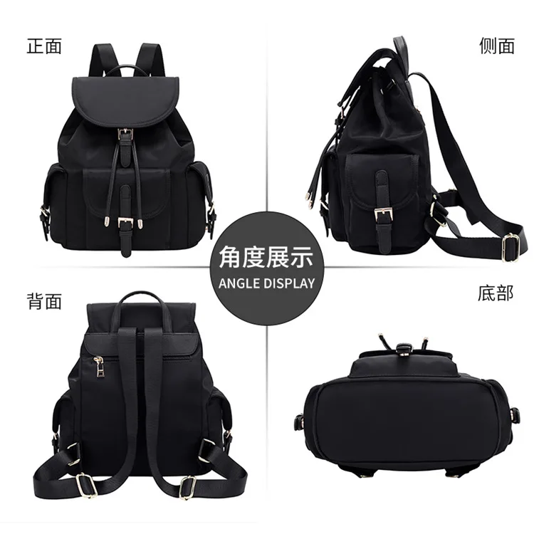 2020 new arrival waterproof oxford women backpack flap cover draw string female shoulder back packs bags blue,red,black
