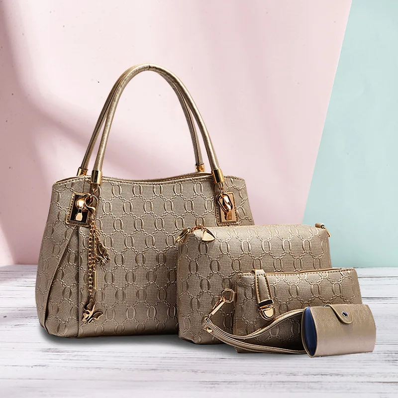 

P-F bag 2019 New 3 Pcs Woman Bag Set Composite Bag Shoulder Bag Messenger Bag Wallet Handbag Luxury Handbags Purses Solid Color