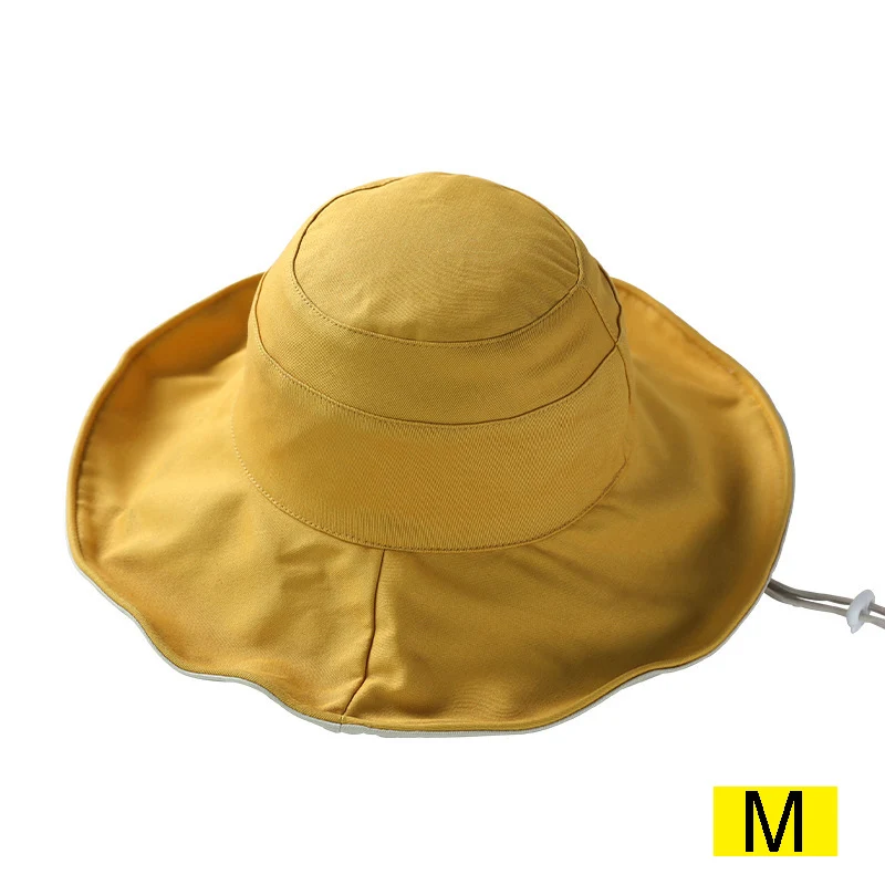 yellow beige Модные женские большой край шапки для рыбака двухсторонняя Солнцезащитная летняя кепка магазин NYZ - Цвет: yellow beige