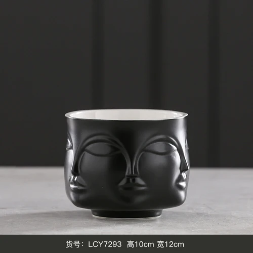 LCY7293 White Ceramic Vase with Nordic Art Creative Face Home Living Room Study with Decorative Dried Flower Vase Farmhouse Home Decor - Цвет: LCY7293