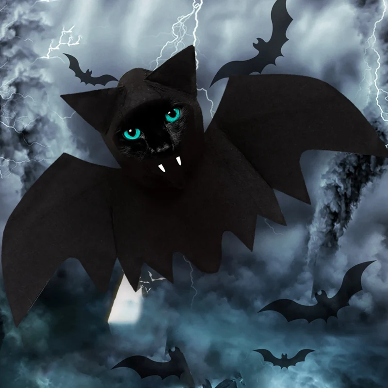

Pet Cat Dog Halloween Cosplay Funny Costume Black Horror Decoration Cute Cat Costume Pet Kittens Black Bat Wings Festival Cos