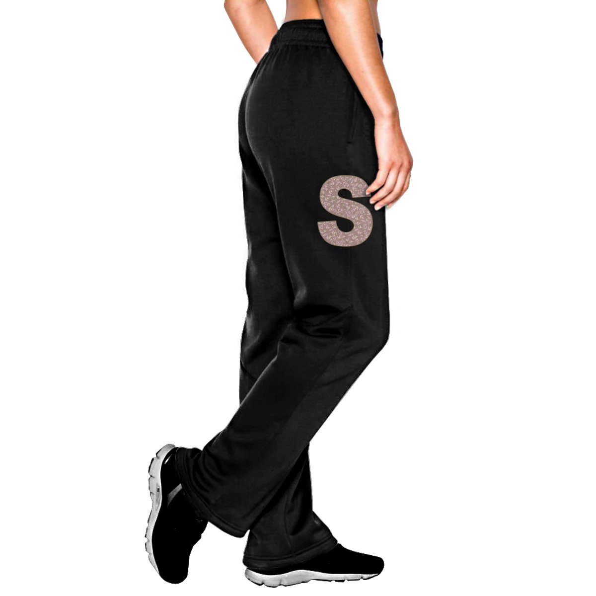 

NOISYDESIGNS Korean Fall New Womens Letter S Pants Black Gray Casual Wide Leg Pants Loose Trousers Sweatpants Women Custom