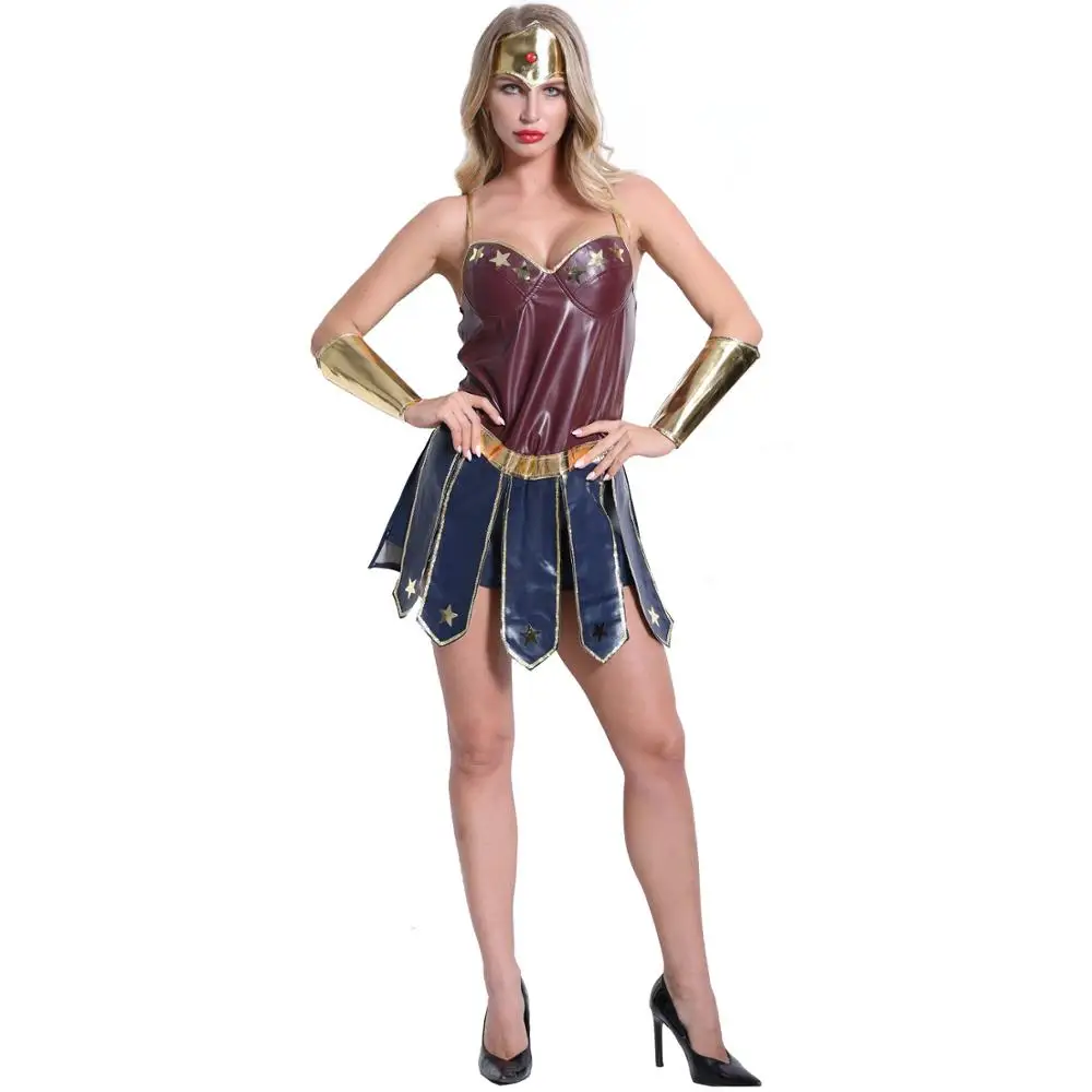 Burgundy Женские костюмы Wonder Woman, костюм супергероя, Лига справедливости, костюм на Хэллоуин для женщин, сексуальное платье, Диана, косплей, disfraz mujer - Цвет: Burgundy