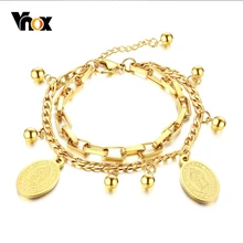 Vnox многослойная цепочка, браслеты для женщин, бусы-шармы в богемном стиле, Женские Ювелирные изделия, регулируемые