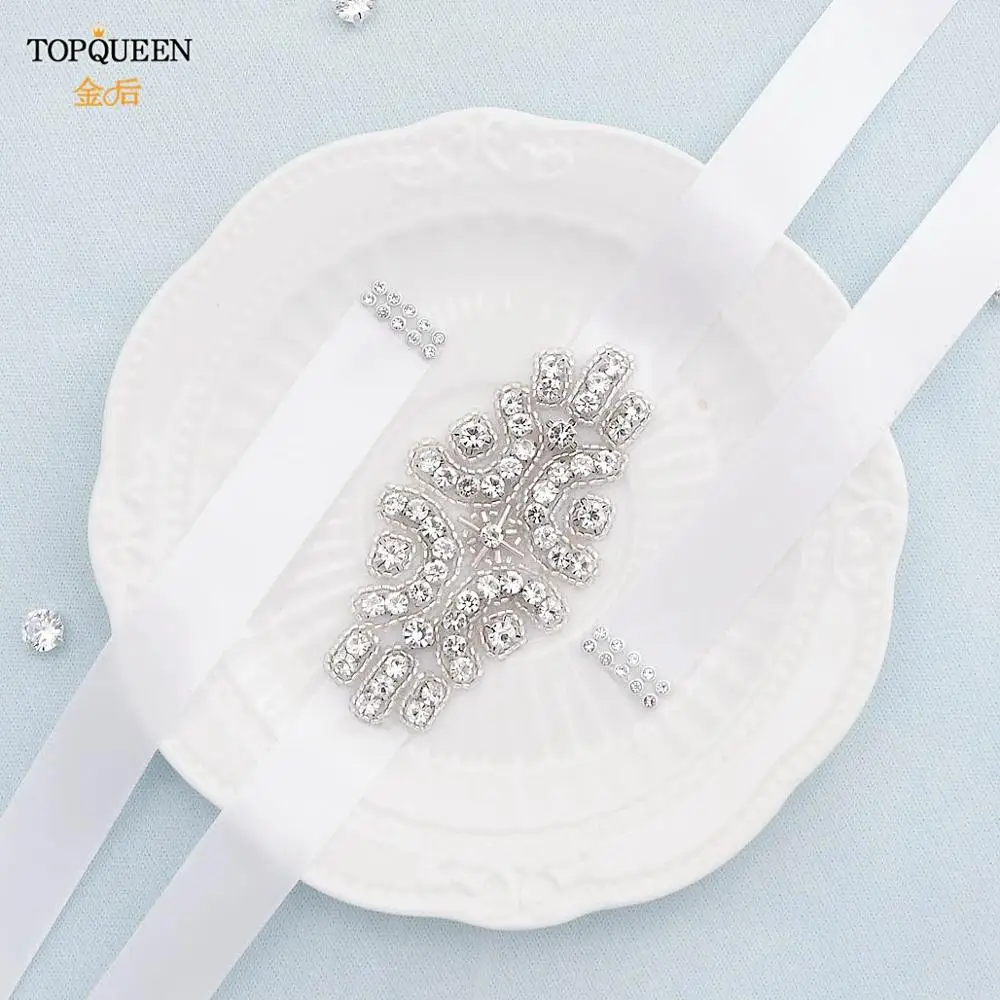

TOPQUEEN S03 Wedding Belt for Bride Dress Sexy Belts Silver Belt for Dress Jeweled Sash Sequin Bridal Belt Rhinestone Applique