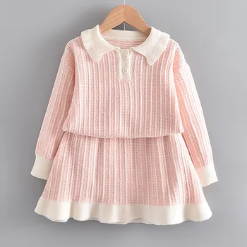 

Baby Girls Knitting Clothes Set Long Sleeve Sweater Shirt +Skirt Clothing Suit Autumn Winter Baby Girls Outfits Kids Clothes