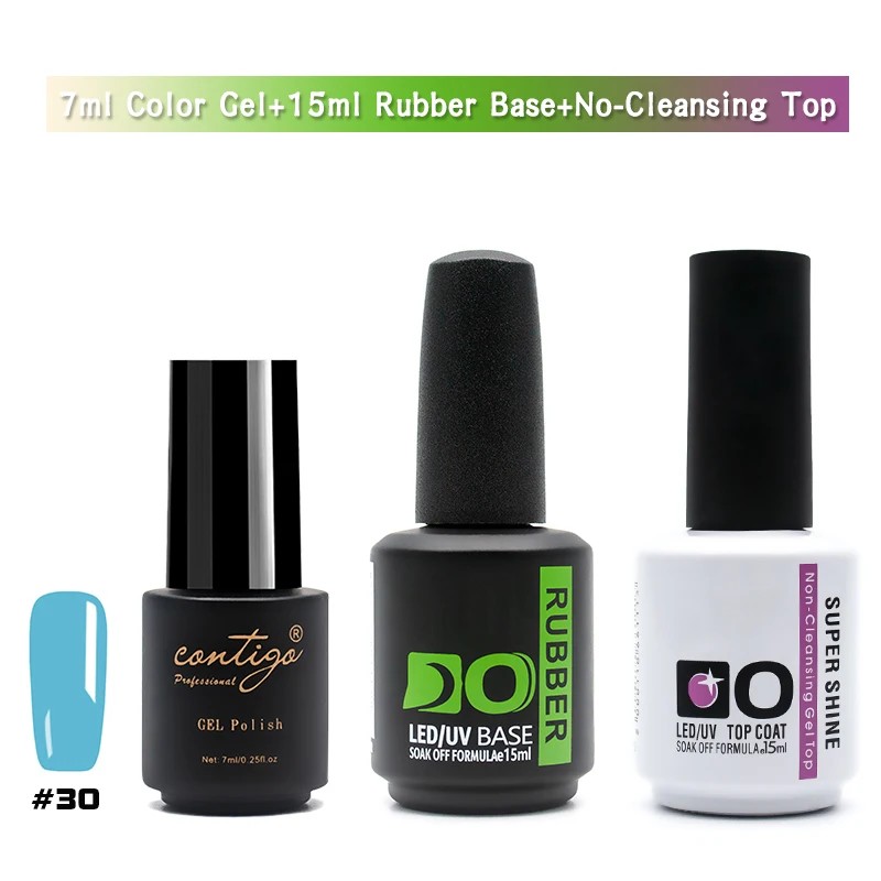 7ml-30-base 3pcs(U) 60 цветов набор гель-лаков es Nails Art Полупостоянный УФ-эмалевый лак Толстая основа и верхнее покрытие Гель-лак для ногтей дизайн геллак - Цвет: 7ml-30-base 3pcs(U)