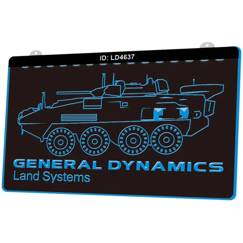 LD4637 General Dynamics Land Systems Tank New 3D Engraving LED Light Sign Multiple Color Free Design Wholesale Retail | Дом и сад