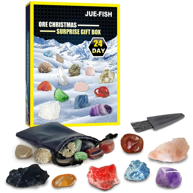 Healing Crystal Christmas Advent Calendar Toy for Kids 24 Box Gift  Gemstones Home Decoration Ore Mineral