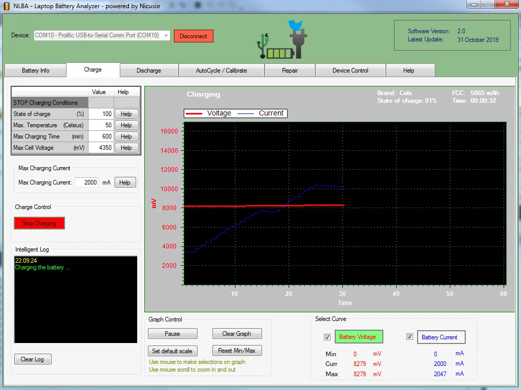 Universal Laptop Battery Tester and Analyzer NLBA1 - Charge Discharge Calibrate