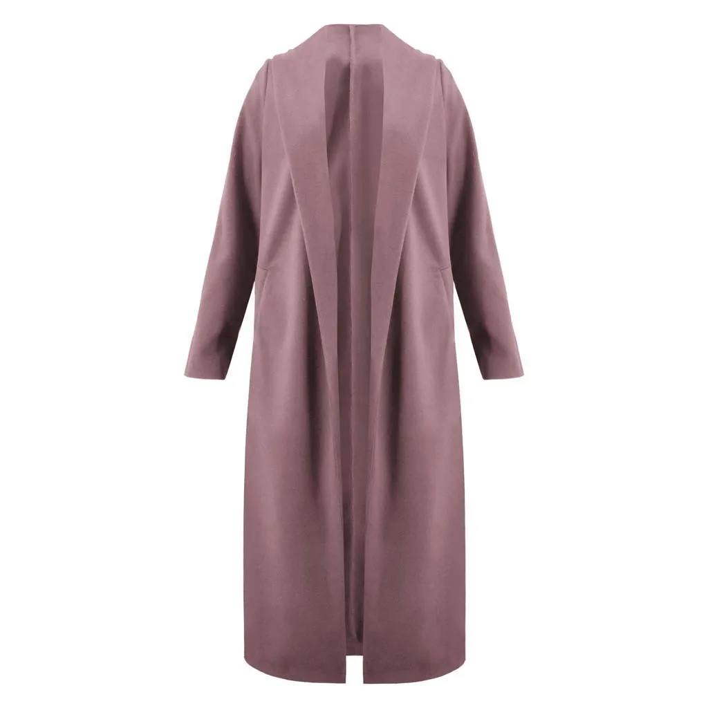 Женская одежда верхняя одежда& Coatswool из хлопка и смешанных Повседневное одноцветное осеннее пальто Для женщин большой Размеры длинное зимнее пальто размера плюс Шерстяное пальто# J30