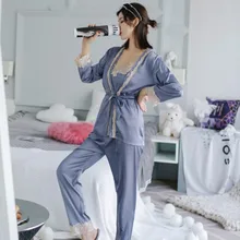 Сексуальная пижама женская весна и осень тонкий ледяной шелк четыре сезона пять частей набор с груди Подушка лето подтяжки спальный юбка