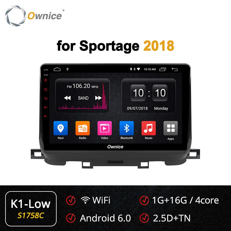 Ownice K1 K2 K3 10," Android 9,0 навигационный плеер мультимедийная Главная панель для Kia Sportage Восьмиядерный GPS радио Wi-Fi 2 ГБ+ 32 ГБ