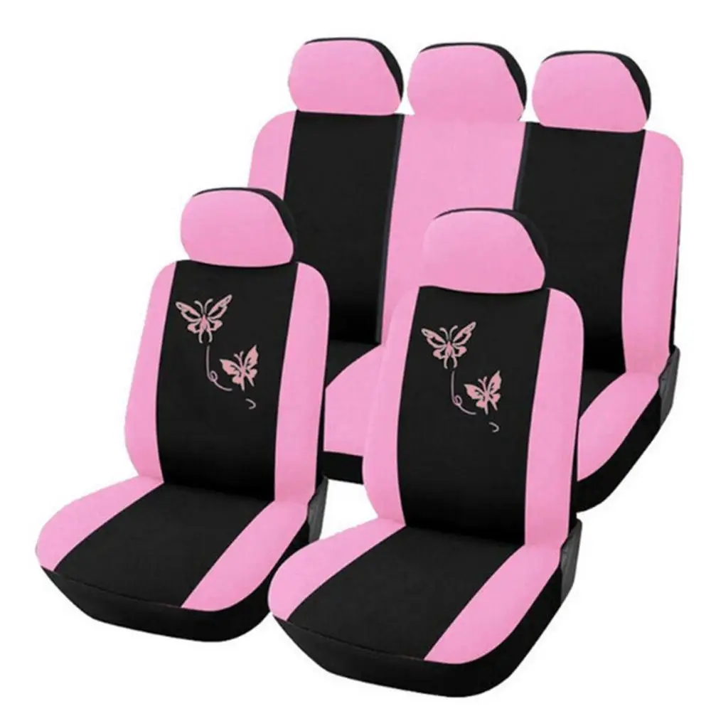 

Car Seat Cover Purple Pink Butterfly Embroidery Suitable For Women 4 Pcs 9 Pcs Set Composite Sponge Inside