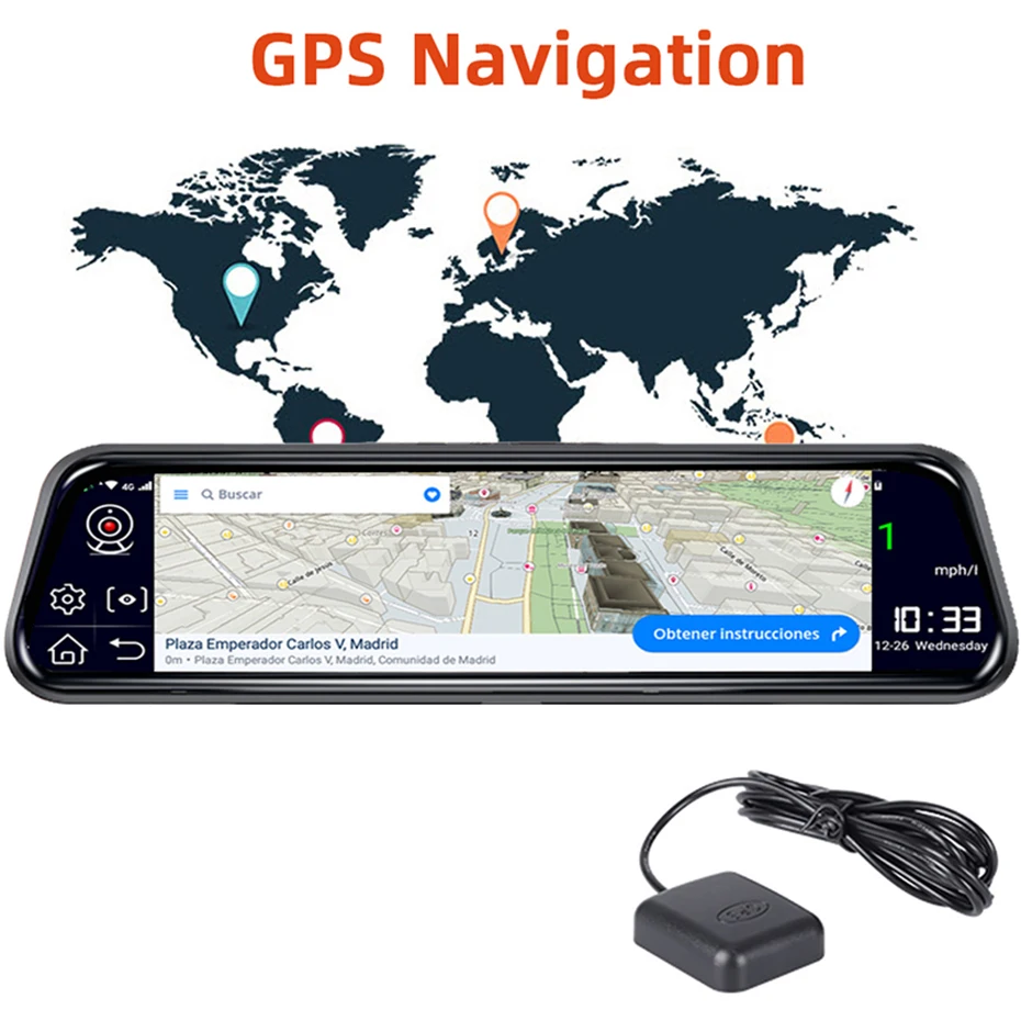 Зеркало видеорегистратор Bluavido 10 дюймов 4G ADAS Android GPS FHD 1080P|Видеорегистраторы| |