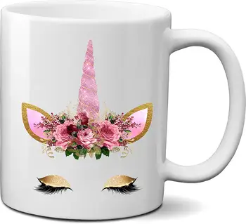 

Unicorn Face Coffee Mug Tea Cup with Eye Shadow Lashes Unicorn Mug