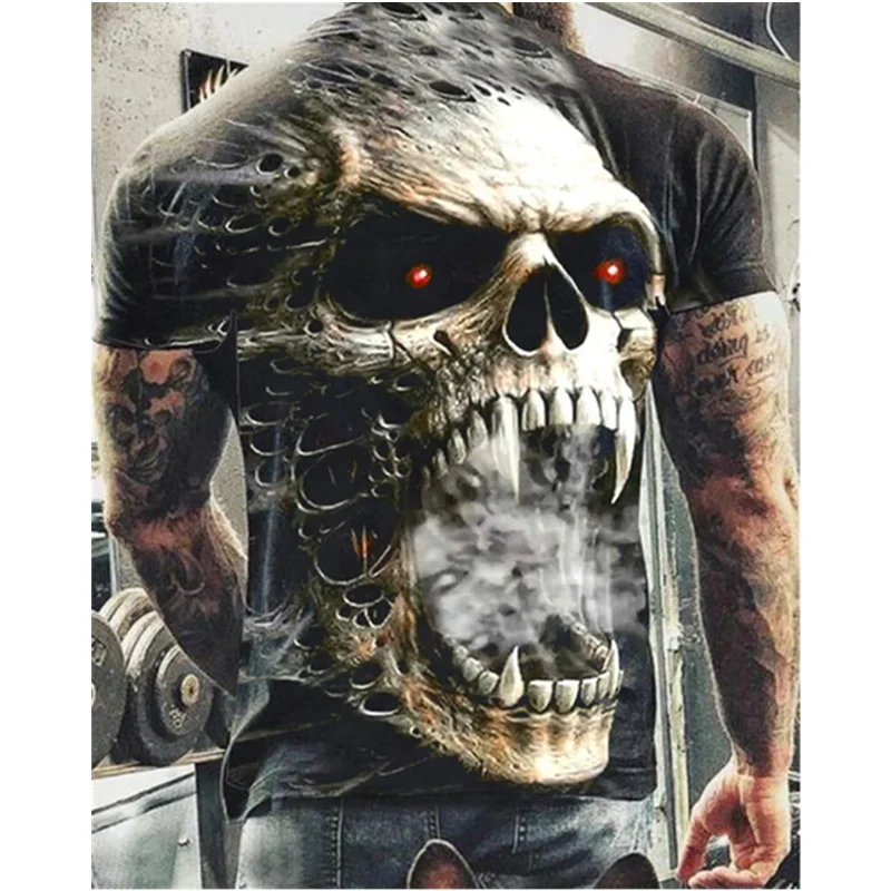 2021 Summer New Skull Ranking TOP6 Printed T Shirt Some reservation Oversized Casual Men S For