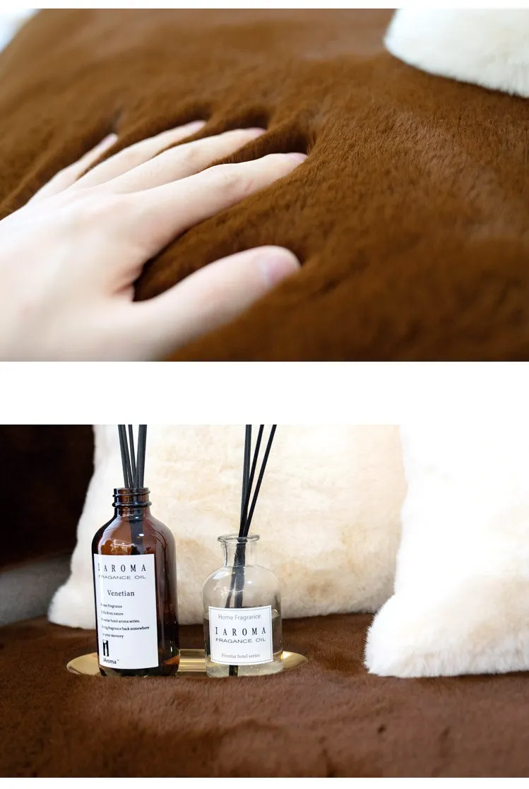 Rabbit Hair Sofa Cushion Soft Leather Sofa Cushion Fashionable Simple Warm Breathable Comfortable Non Slip Sofa Cover