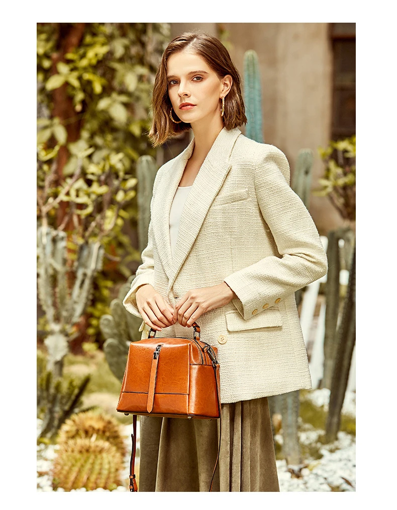 Genuine Leather Vintage Brown Women Handbag Messenger Shoulder Bags Daily Casual Tote High Quality Black Bag Purse