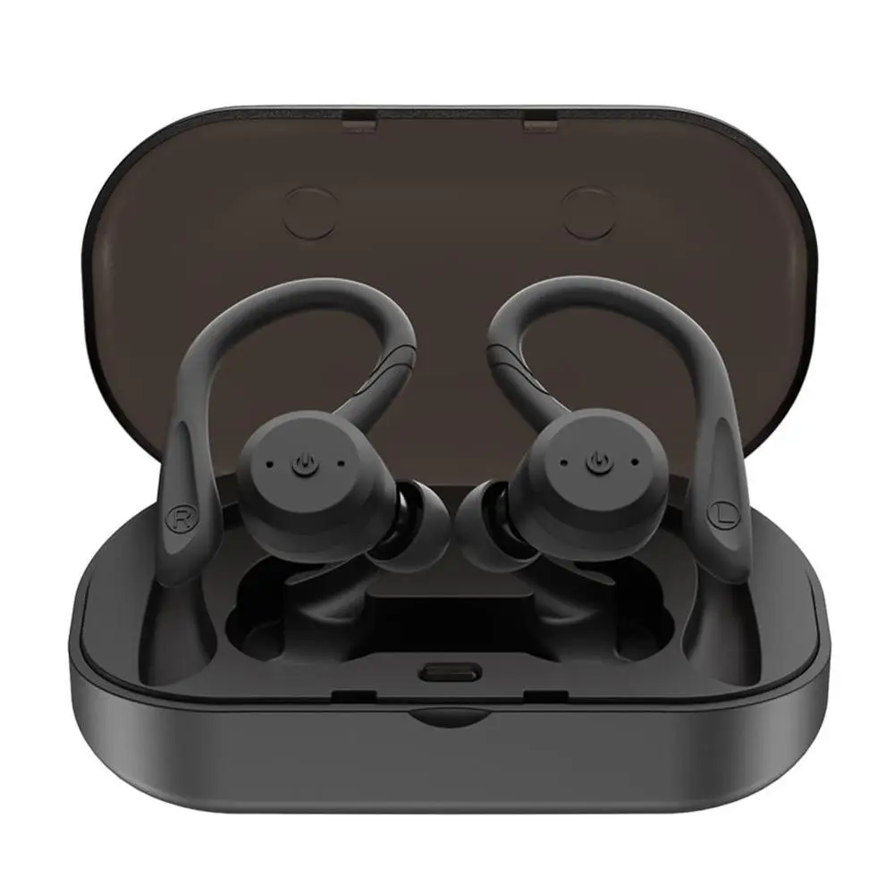 Caletop BE1018 Bluetooth 5.0 Wireless Earphone Sport Earbuds for Running with Noise Cancelling IPX7 Waterproof Headsets with MIC - Цвет: Черный