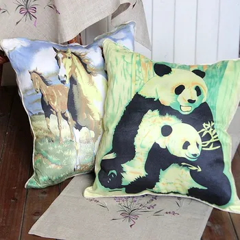 

Free shipping pastoral suede animal panda horse hugging pillowcase наволочка cojines cushion cover 2pcs home/sofa/bed 45*45cm LQ