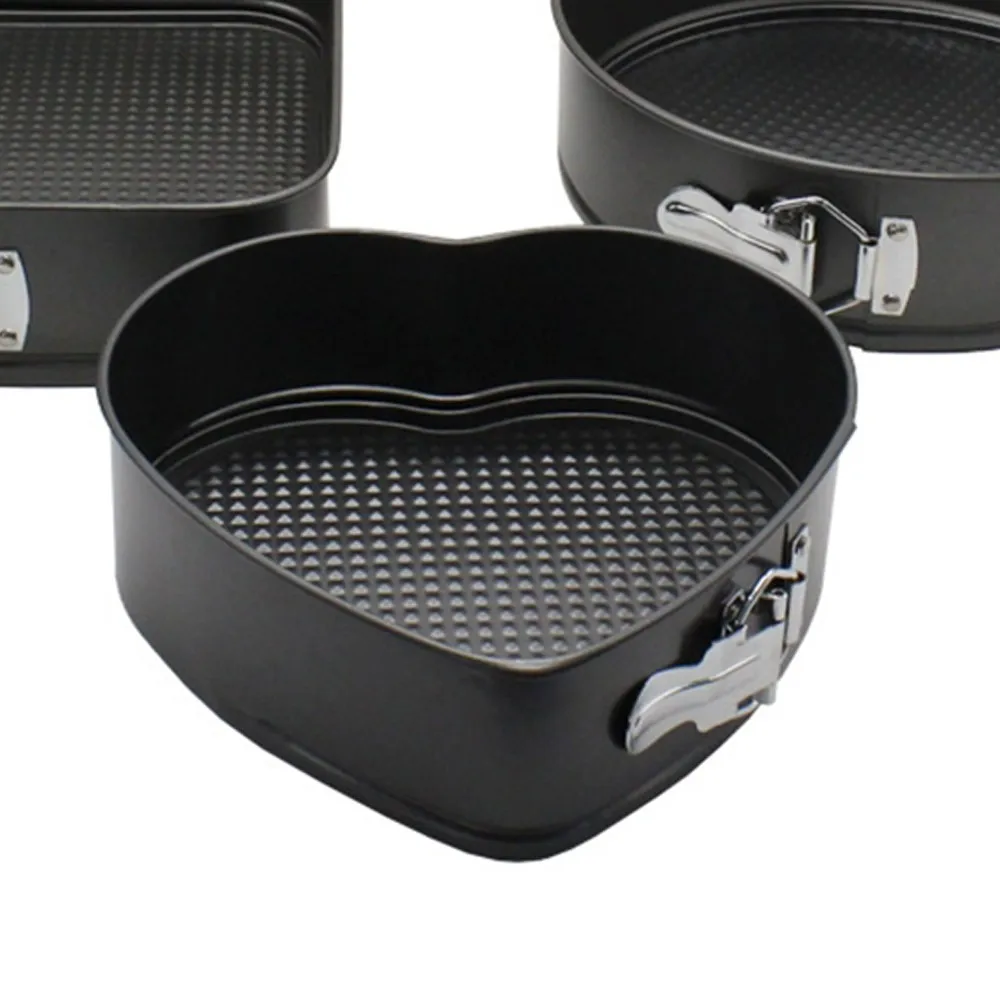 3 шт./компл. с антипригарным покрытием Bakingware съемный для выпечки, из углеродистой стали прессформы круглая форма для выпечки/сердце/квадратный пирог выпечки выпечка Инструменты Декор