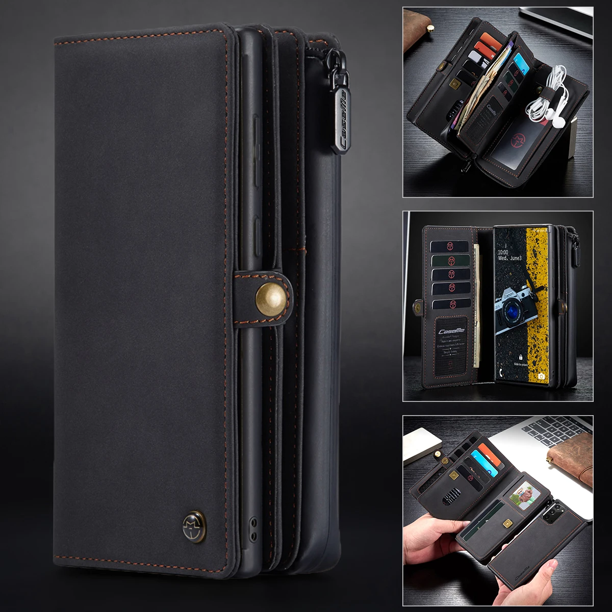 Многофункциональный кожаный чехол кошелек CaseMe для Samsung Galaxy S20 Note10 Plus Note20 Ultra A51 A71