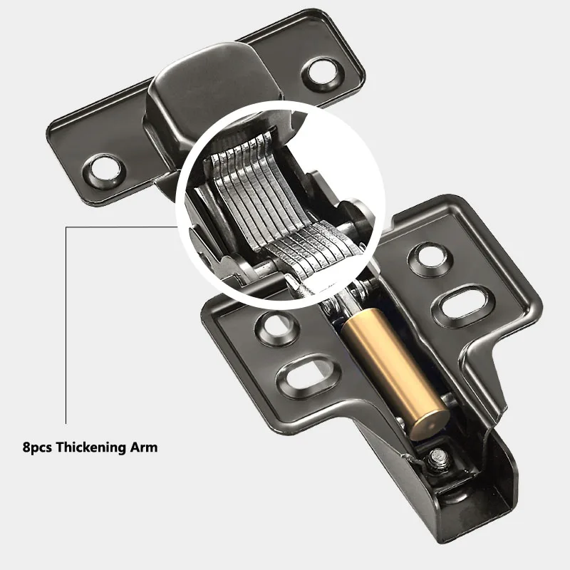 Cabinet Door Hinges 1pc Cold Rail Steel Hydraulic Hinges Black Grey Damper Buffer Soft Close Kitchen Hardware