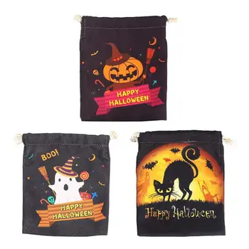 

3pcs Creative Durable Canvas Drawstring Bag for Friends Halloween