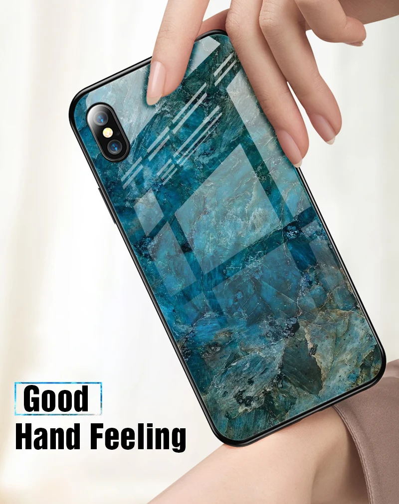 TOMKAS Luxury Marble Phone Case for iPhone X 10 Tempered Glass PC Agate Back Cover Silicone Soft Edge Coque Case for iPhone X (12)