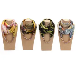 Декоративный хиджаб шарф ожерелье шарф шапка-тюрбан шляпа Печать Модные женские шифоновые шарфы