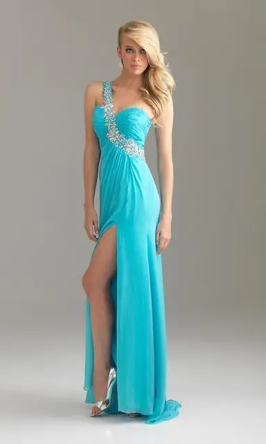 Новое vestido de festa популярное длинное шифоновое платье на одно плечо с пайетками бальное платье Выпускное вечерние платье подружки невесты с бисером