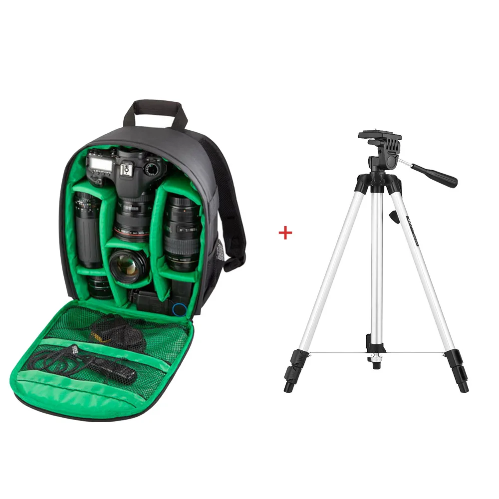 Green with tripod B Многофункциональная камера рюкзак видео цифровая DSLR Сумка водонепроницаемая сумка для наружной камеры чехол для Nikon для Canon для sony - Цвет: Green with tripod B